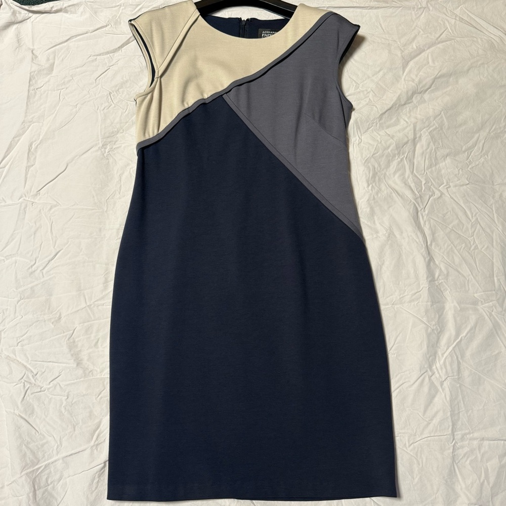 Blue patchwork Adrianna Papell sleevless dress